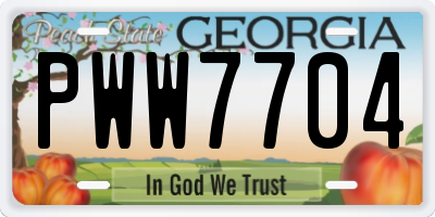 GA license plate PWW7704
