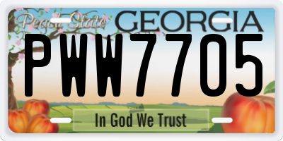 GA license plate PWW7705