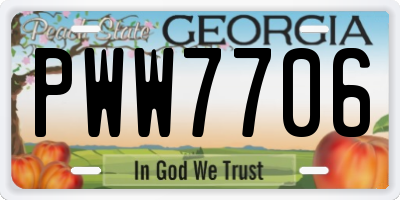 GA license plate PWW7706