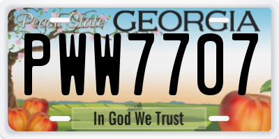 GA license plate PWW7707