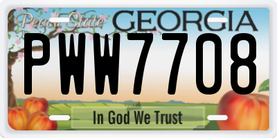 GA license plate PWW7708