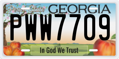 GA license plate PWW7709