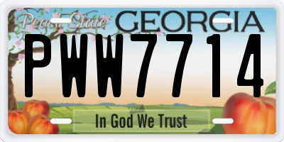 GA license plate PWW7714