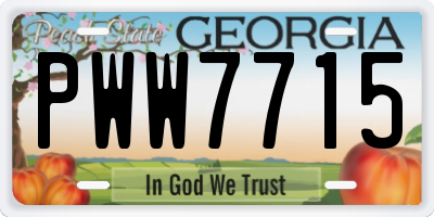 GA license plate PWW7715