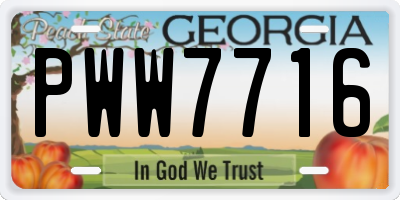 GA license plate PWW7716