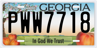 GA license plate PWW7718