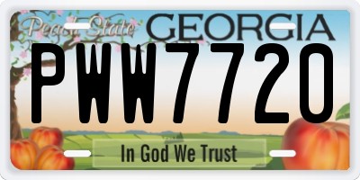 GA license plate PWW7720