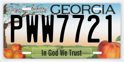GA license plate PWW7721