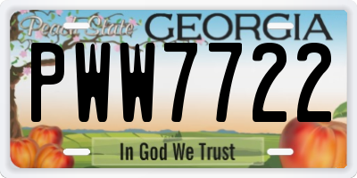 GA license plate PWW7722