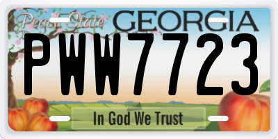 GA license plate PWW7723
