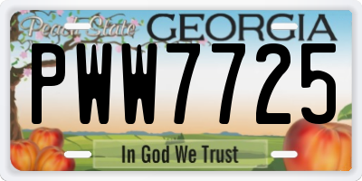 GA license plate PWW7725
