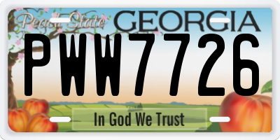 GA license plate PWW7726