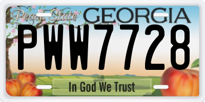 GA license plate PWW7728