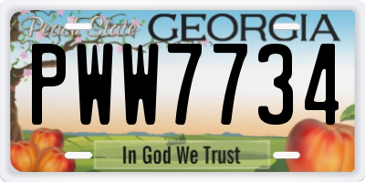 GA license plate PWW7734