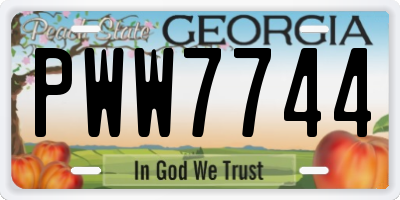 GA license plate PWW7744