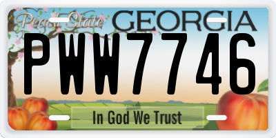 GA license plate PWW7746