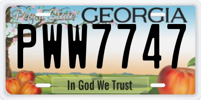 GA license plate PWW7747