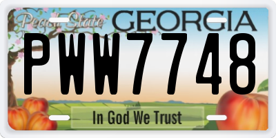 GA license plate PWW7748
