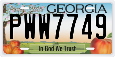 GA license plate PWW7749