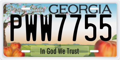 GA license plate PWW7755