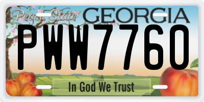 GA license plate PWW7760