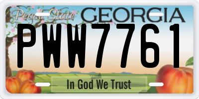 GA license plate PWW7761