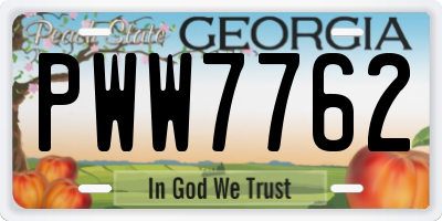 GA license plate PWW7762
