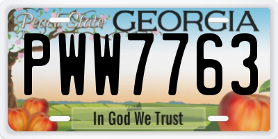 GA license plate PWW7763