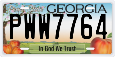 GA license plate PWW7764