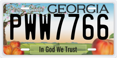 GA license plate PWW7766