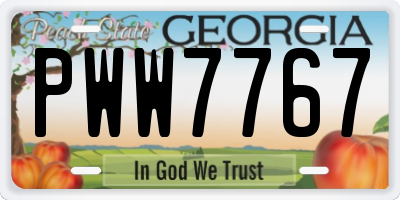 GA license plate PWW7767