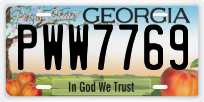 GA license plate PWW7769
