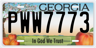 GA license plate PWW7773