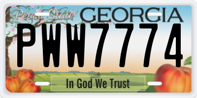 GA license plate PWW7774