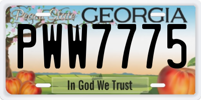 GA license plate PWW7775