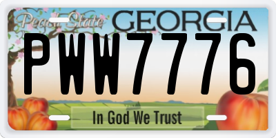 GA license plate PWW7776
