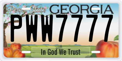 GA license plate PWW7777