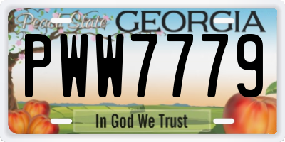 GA license plate PWW7779