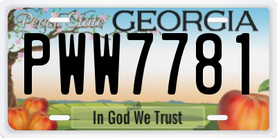 GA license plate PWW7781