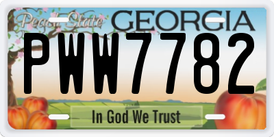 GA license plate PWW7782