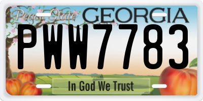 GA license plate PWW7783