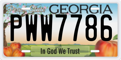 GA license plate PWW7786