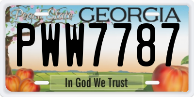 GA license plate PWW7787
