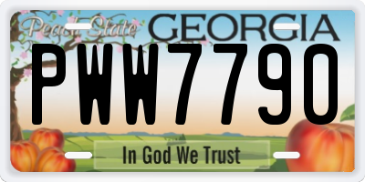 GA license plate PWW7790