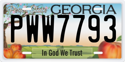 GA license plate PWW7793