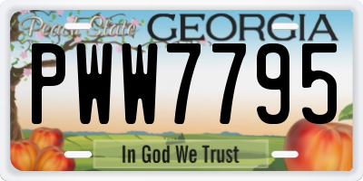 GA license plate PWW7795