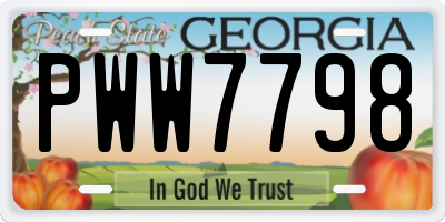 GA license plate PWW7798