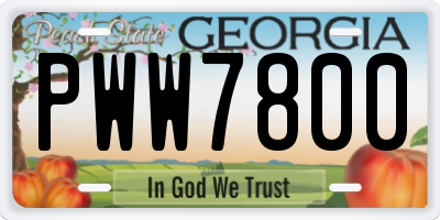 GA license plate PWW7800