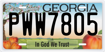 GA license plate PWW7805