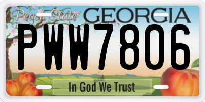 GA license plate PWW7806